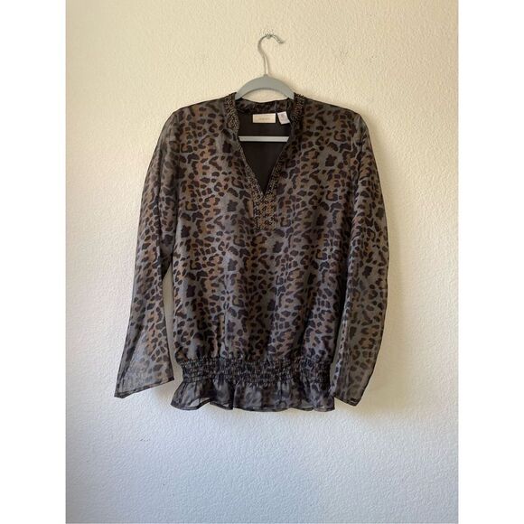 Chico's Tops - Chicos animal print long sleeve blouse size small‎